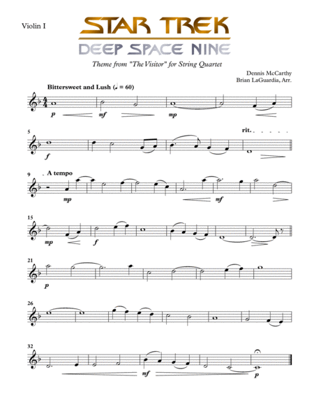 Star Trek Deep Space Nine The Visitor Sheet Music