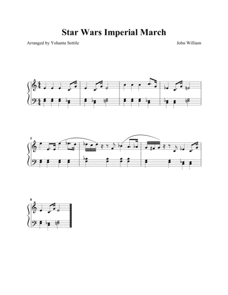 Star Wars Imperial March Very Easy Children Version Sheet Music