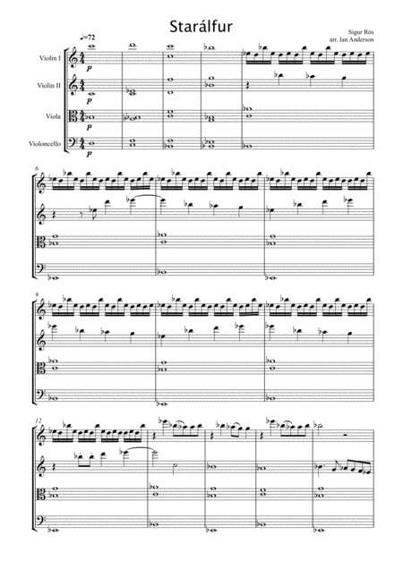 Free Sheet Music Staralfur String Quartet