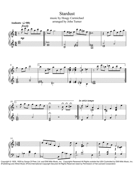 Free Sheet Music Stardust