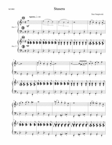 Free Sheet Music Stasera For Two Accordions