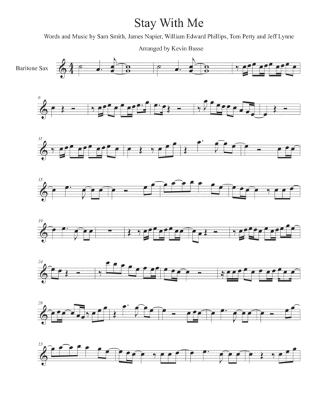 Free Sheet Music Stay With Me Easy Key Of C Bari Sax