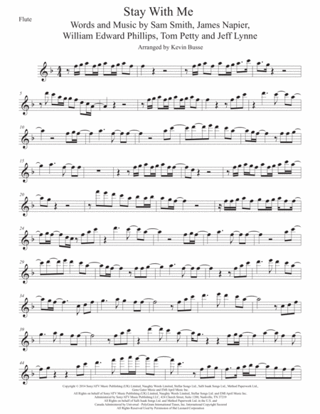 Stay With Me Flute Sheet Music