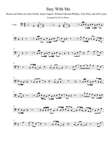 Stay With Me Original Key Cello Sheet Music