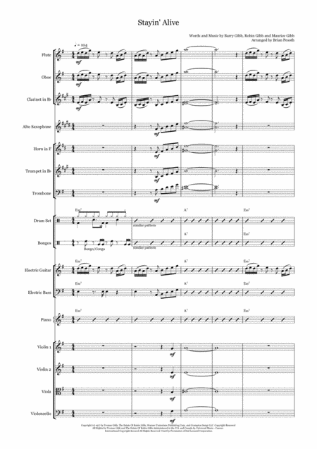 Free Sheet Music Stayin Alive Ensemble Supplement