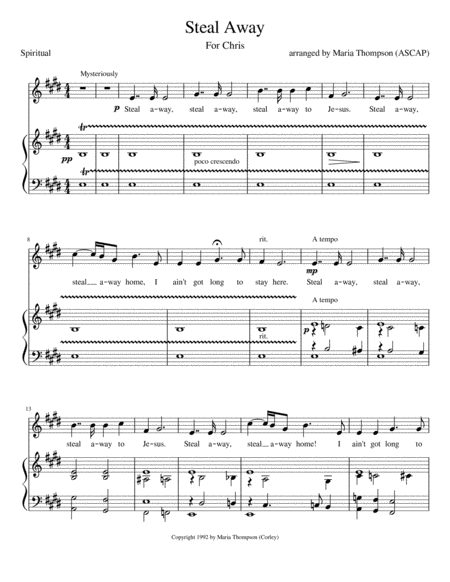 Steal Away Medium Key Sheet Music