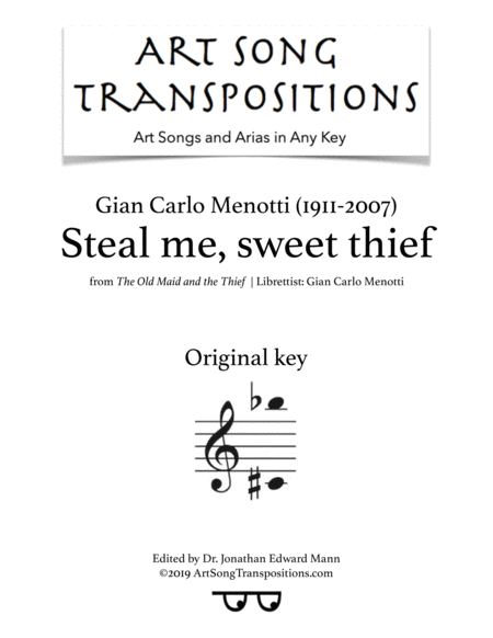 Steal Me Sweet Thief Original Key Sheet Music