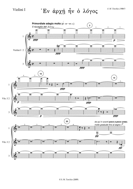 Stefano Maria Torchio En Arch En O Logos Violin 1 Part Sheet Music