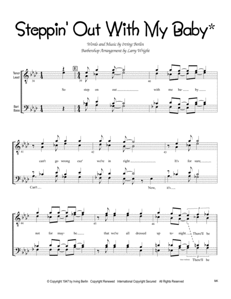 Steppin Out With My Baby Men Sheet Music