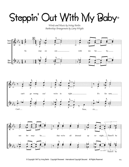 Steppin Out With My Baby Women Sheet Music