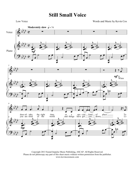 Still Small Voice Low Voice Sheet Music