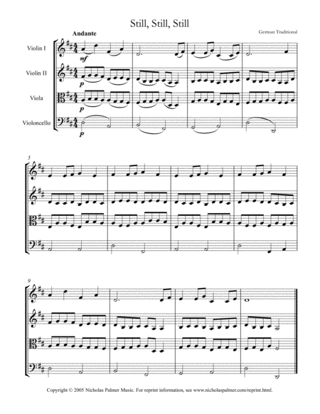 Still Still Still Easy String Quartet Sheet Music