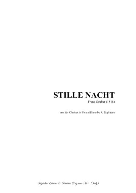Free Sheet Music Stille Nacht Arr For Clarinet In Bb Voice And Organ