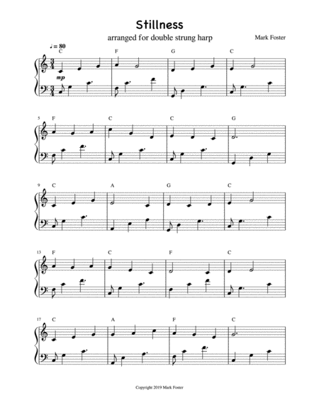 Stillness Original Composition For Double Or Single Strung Harp Sheet Music