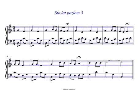 Free Sheet Music Sto Lat Poziom Trzeci One Hundred Years On Birthday Piano