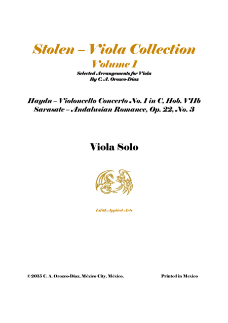 Stolen Viola Arrangements Collection Volume 1 Haydn Cello Concerto No 1 In C Sarasate Andalusian Romance Sheet Music