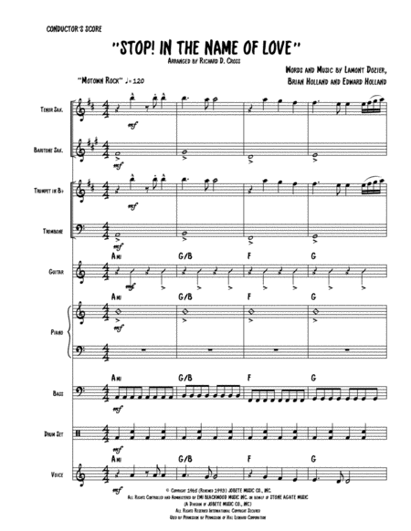 Stop In The Name Of Love Vocal Jazz Band Sheet Music