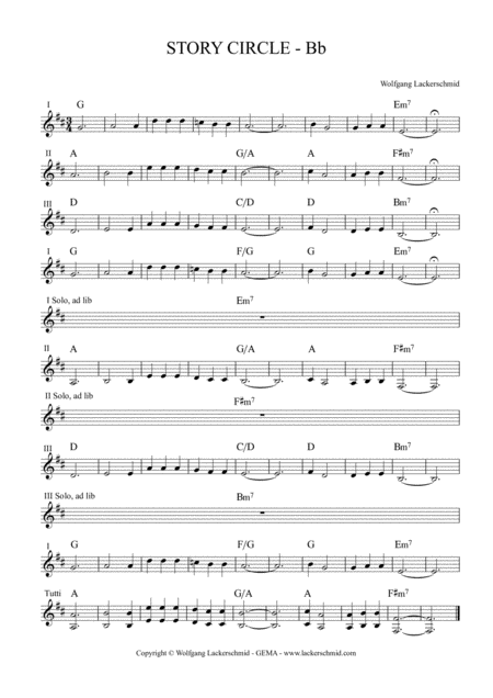 Story Circle For Bb Instruments Sheet Music