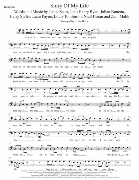 Free Sheet Music Story Of My Life Easy Key Of C Trombone