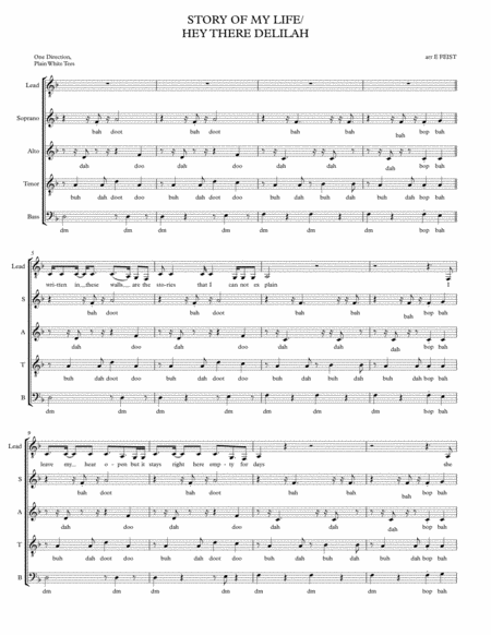 Free Sheet Music Story Of My Life Hey There Delilah A Cappella Satb