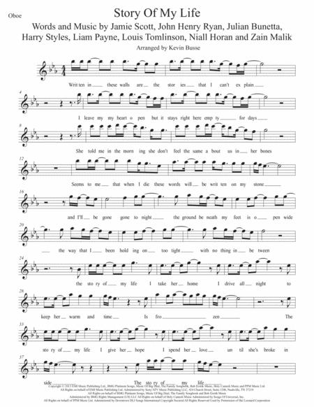 Free Sheet Music Story Of My Life Original Key Oboe