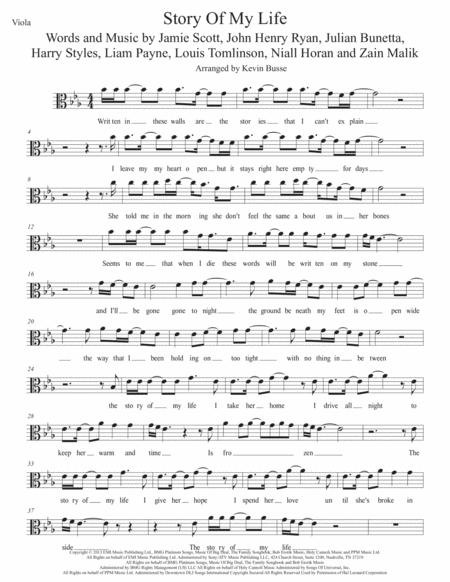 Free Sheet Music Story Of My Life Original Key Viola