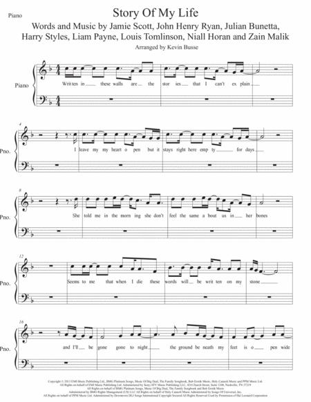 Story Of My Life W Lyrics Piano Sheet Music