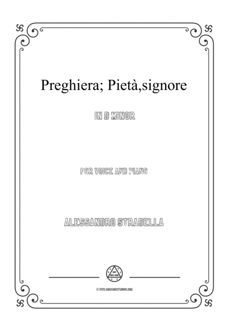 Stradella Preghiera Piet Signore In D Minor For Voice And Piano Sheet Music