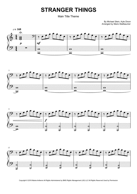 Stranger Things Theme Piano Solo Sheet Music