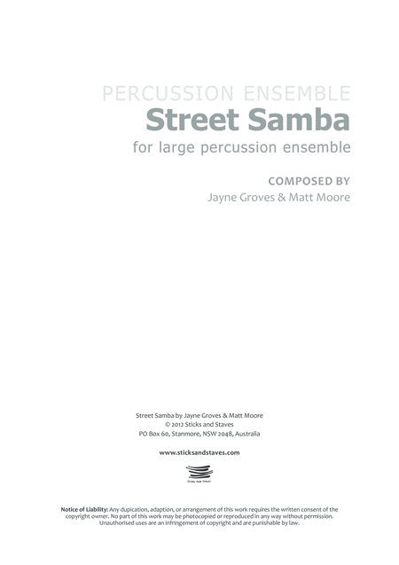 Free Sheet Music Street Samba