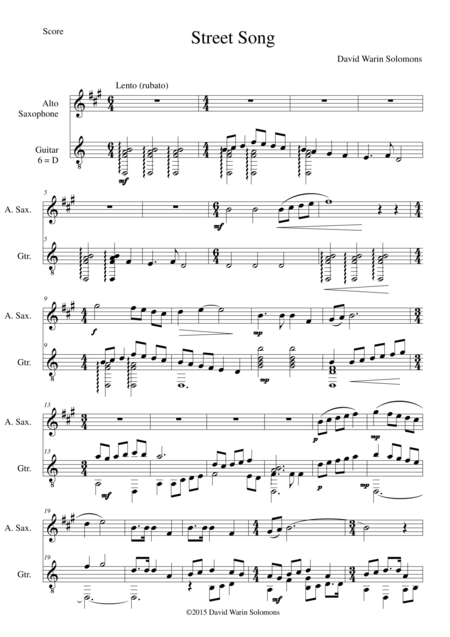 Street Song For Alto Saxophone And Guitar Sheet Music