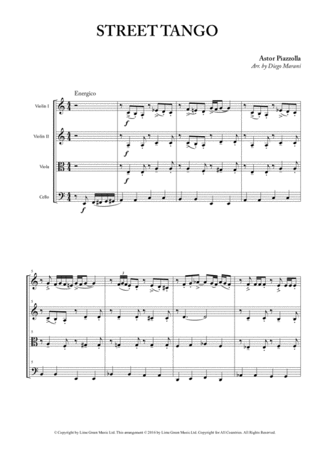 Street Tango For String Quartet Sheet Music