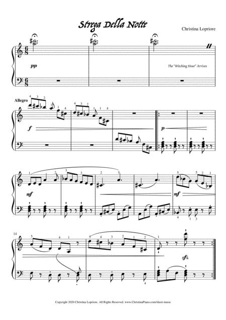 Free Sheet Music Strega Della Notte Witch Of The Night Halloween Piano Piece