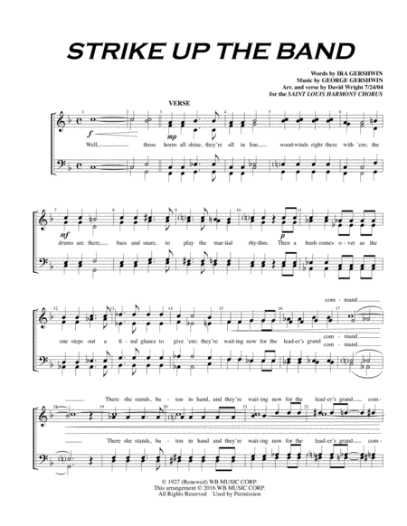 Strike Up The Band F Chorus Pricing Sheet Music