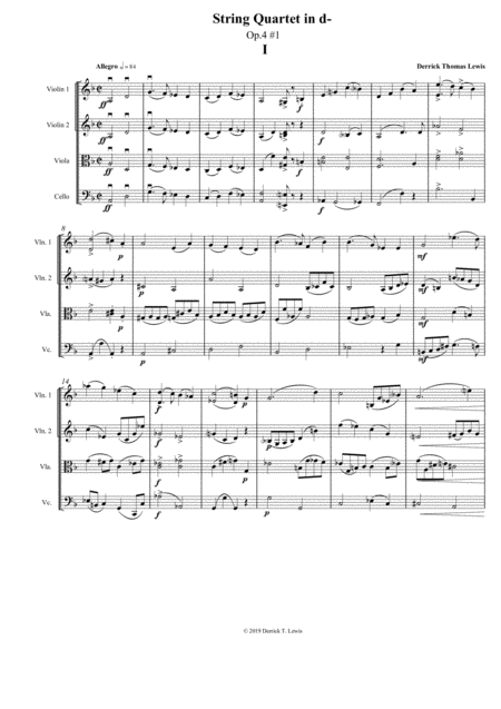 Free Sheet Music String Quartet In D Minor