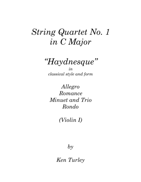 Free Sheet Music String Quartet No 1 In C Major Haydnesque