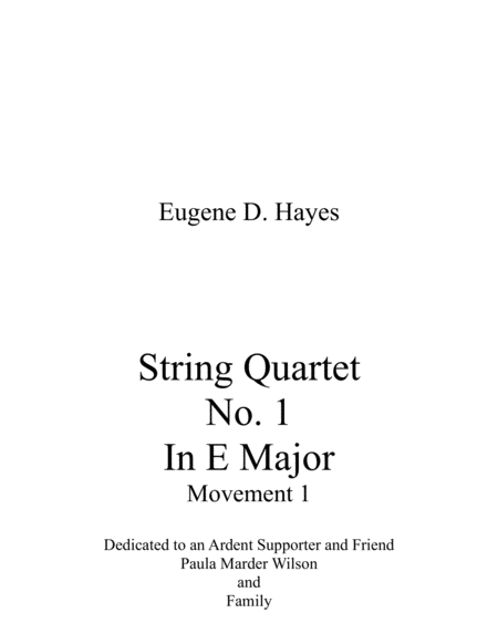 String Quartet No 1 In E Major Sheet Music