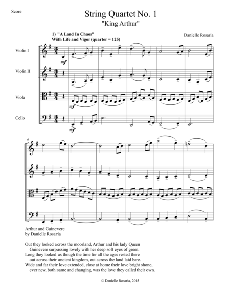 Free Sheet Music String Quartet No 1 King Arthur