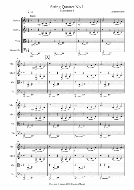 Free Sheet Music String Quartet No 1 Movement 4