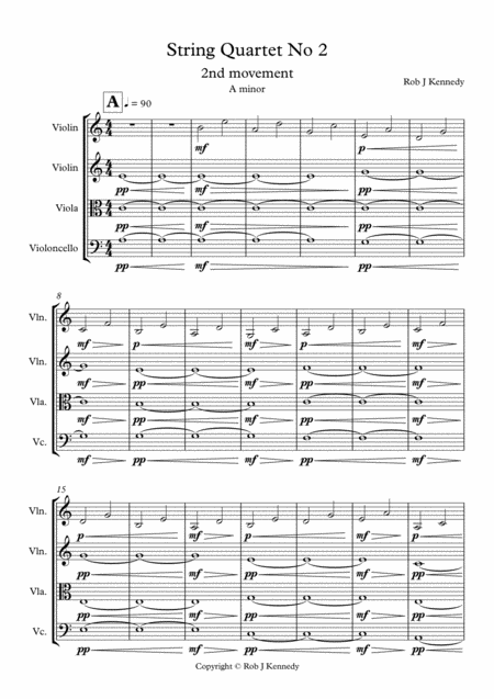 String Quartet No 2 In A Minor 2nd Movment Sheet Music