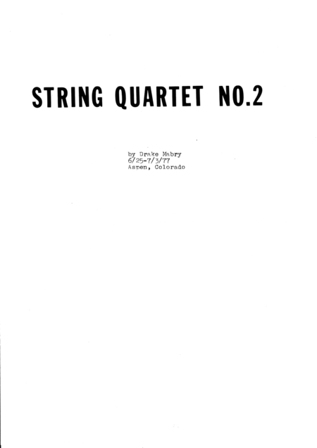 Free Sheet Music String Quartet No 2 Score