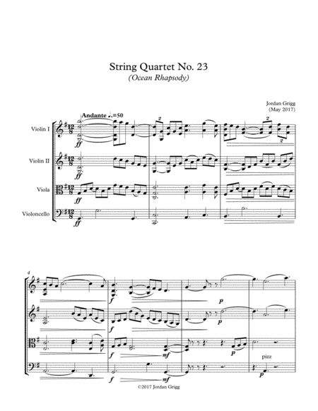 Free Sheet Music String Quartet No 23 Ocean Rhapsody