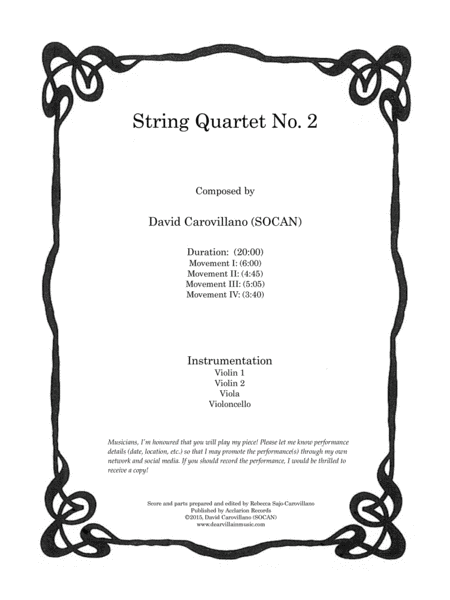 String Quartet No 2 Sheet Music