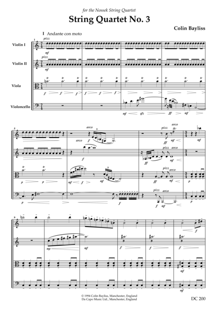 String Quartet No 3 Score Sheet Music