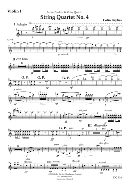 Free Sheet Music String Quartet No 4 Parts