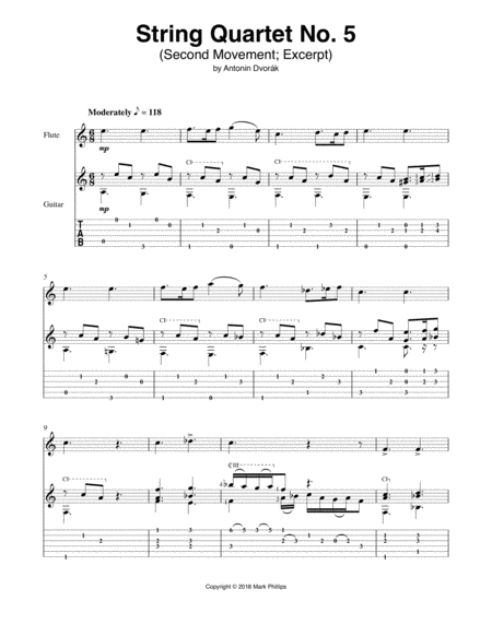 Free Sheet Music String Quartet No 5 Second Movement