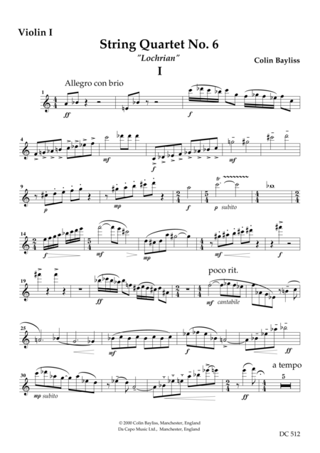 Free Sheet Music String Quartet No 6 Lochrian Parts