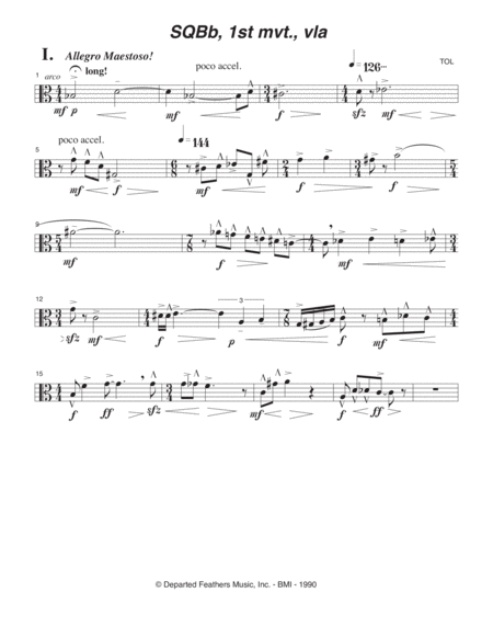 Free Sheet Music String Quartet On B Flat 1989 90 Rev 1993 Viola Part