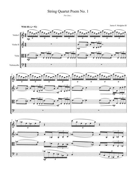 String Quartet Poem No 1 Sheet Music