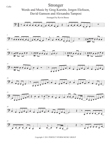 Free Sheet Music Stronger Easy Key Of C Cello